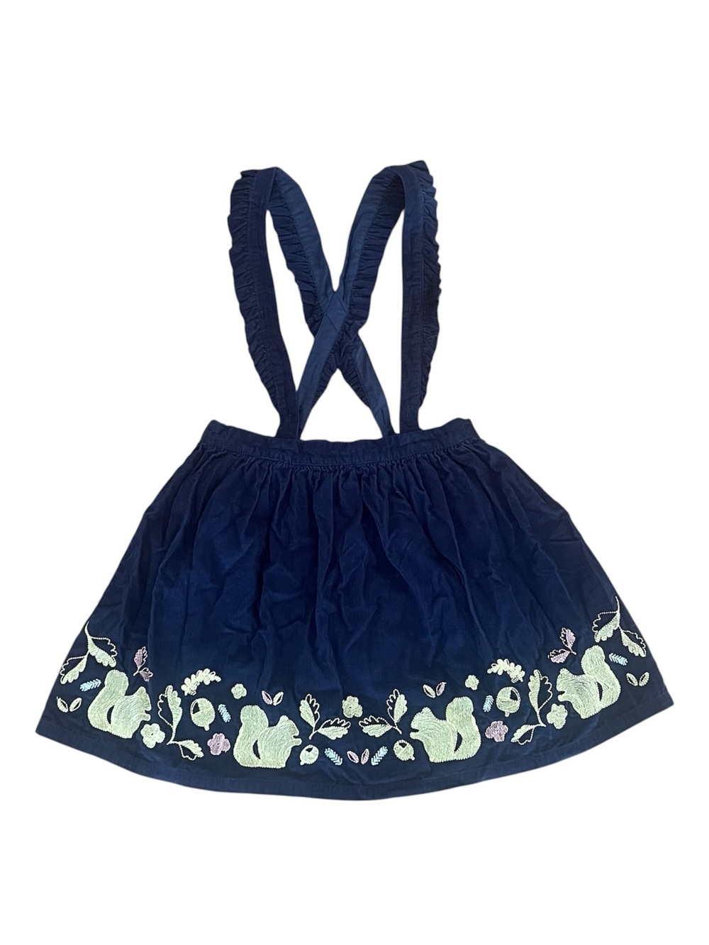 Mini Boden (11|12y) Embroidered Suspender Skirt